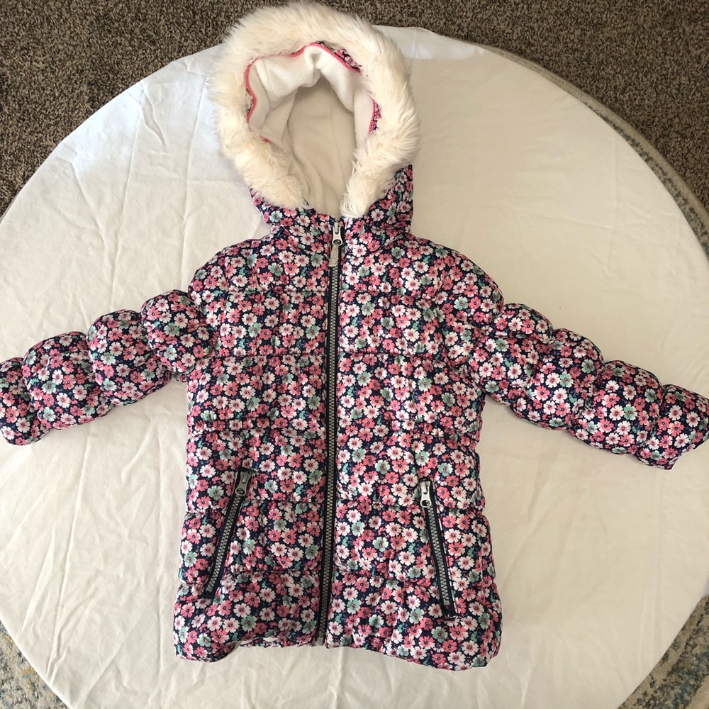 Carter’s Floral Print Hooded Down Coat